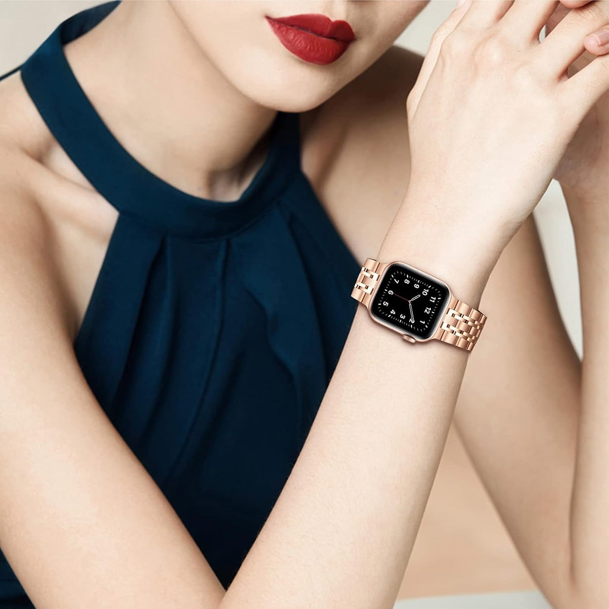 Stainless Steel Watch Band Seven Beads